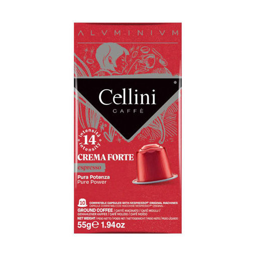 Εικόνα για Ιταλικός Καφές Crema Forte Espresso Capsules Συμβατές με Nespresso Cellini Aluminium - 10 Κάψουλες - Ένταση 14